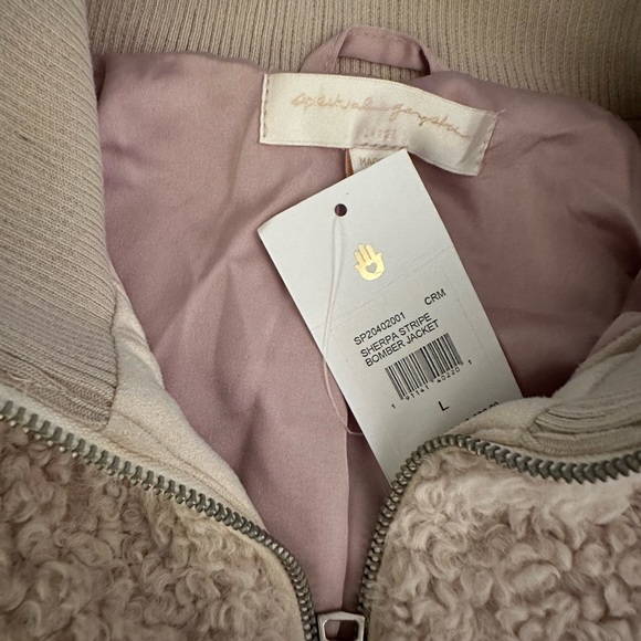 Spiritual Gangster Sherpa Stripe Bomber Jacket - Picture 3 of 5